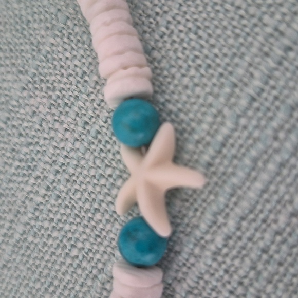 SHELL RINGS & TURQUOISE BEADS NATURAL CHOKER with MATCHING BRACLET - Picture 4 of 8